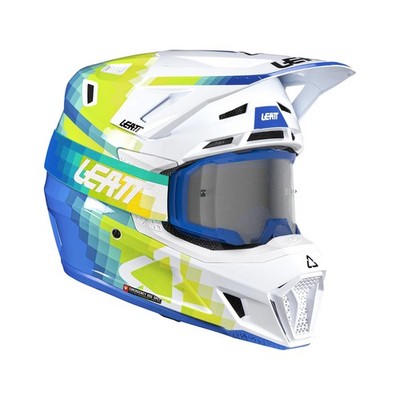 2026 LEATT MOTO 7.5 V26 HELM PIXEL BLUE MIT VELOCITY 4.5 BRILLE ERWACHSENE NEU MX