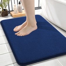 OLANLY Thick Memory Foam Small Bathroom Rugs 24x16, Extra 24" X 16", Navy