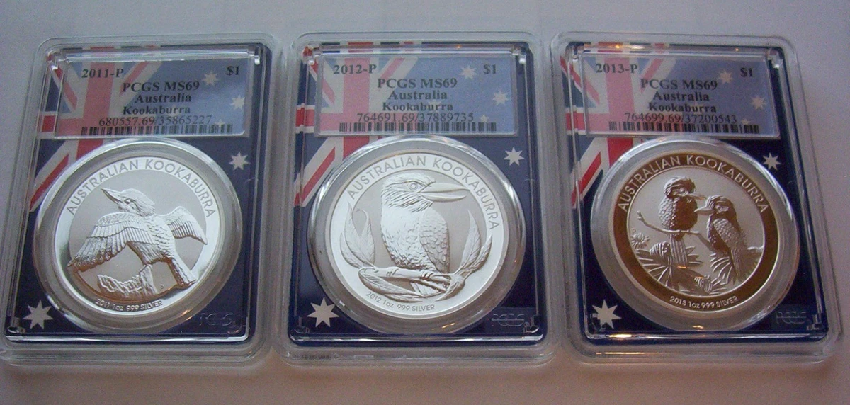 Australian Kookaburra MS 69 PCGS Certified Silver Bullion Coins