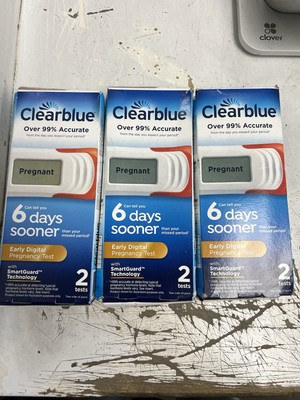 3X Clearblue Digital Pregnancy Test 6 Days Sooner Detection 2CT DamagedBox 08/27