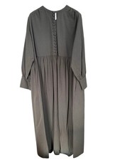 Pot and Tea No-Collar Long Dress Gray Casual Formal Cotton Used -Shipping from