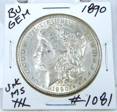 1890 MORGAN SILVER DOLLAR FROM ORIGINAL BANK BAG GEM BU US MINT #1081