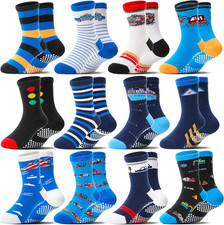Baby Boys Grips Socks 12 Pairs Kids Toddlers Infants anti Slip Non Skid Funny Ca