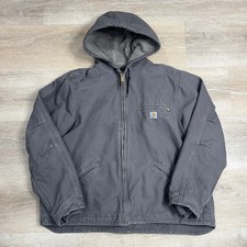 Carhartt Men's Sherpa Lined Full Zip Hooded Work Jacket Charcoal XXL