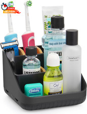 Toothbrush holder organizer 6 slot black countertop bathroom caddy for electri