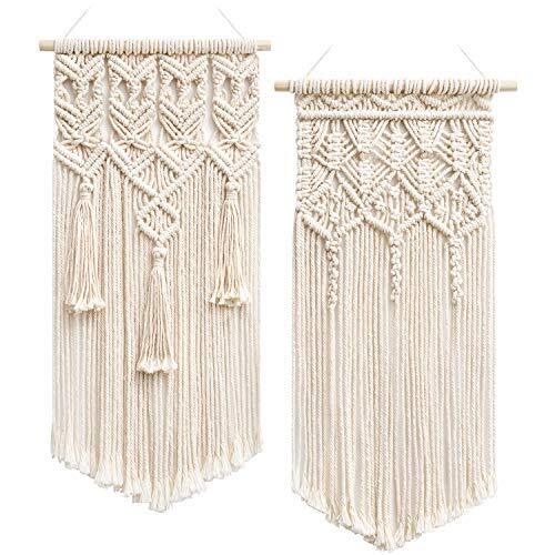 Mkouo Set 2 Macramè Boho - Decorazione Parete Geometria Art Déco