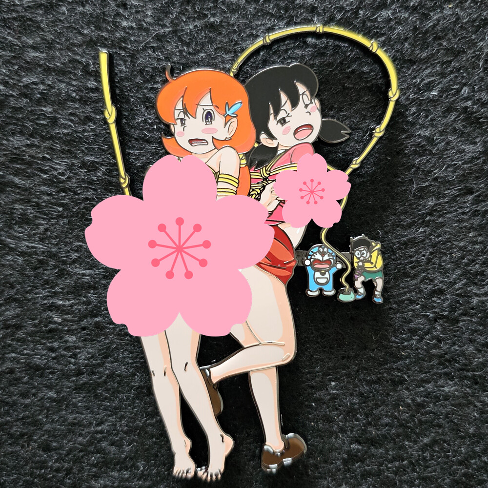 Rare Doraemon Minamoto Shizuka Nobita Nobi Metal Limited Enamel