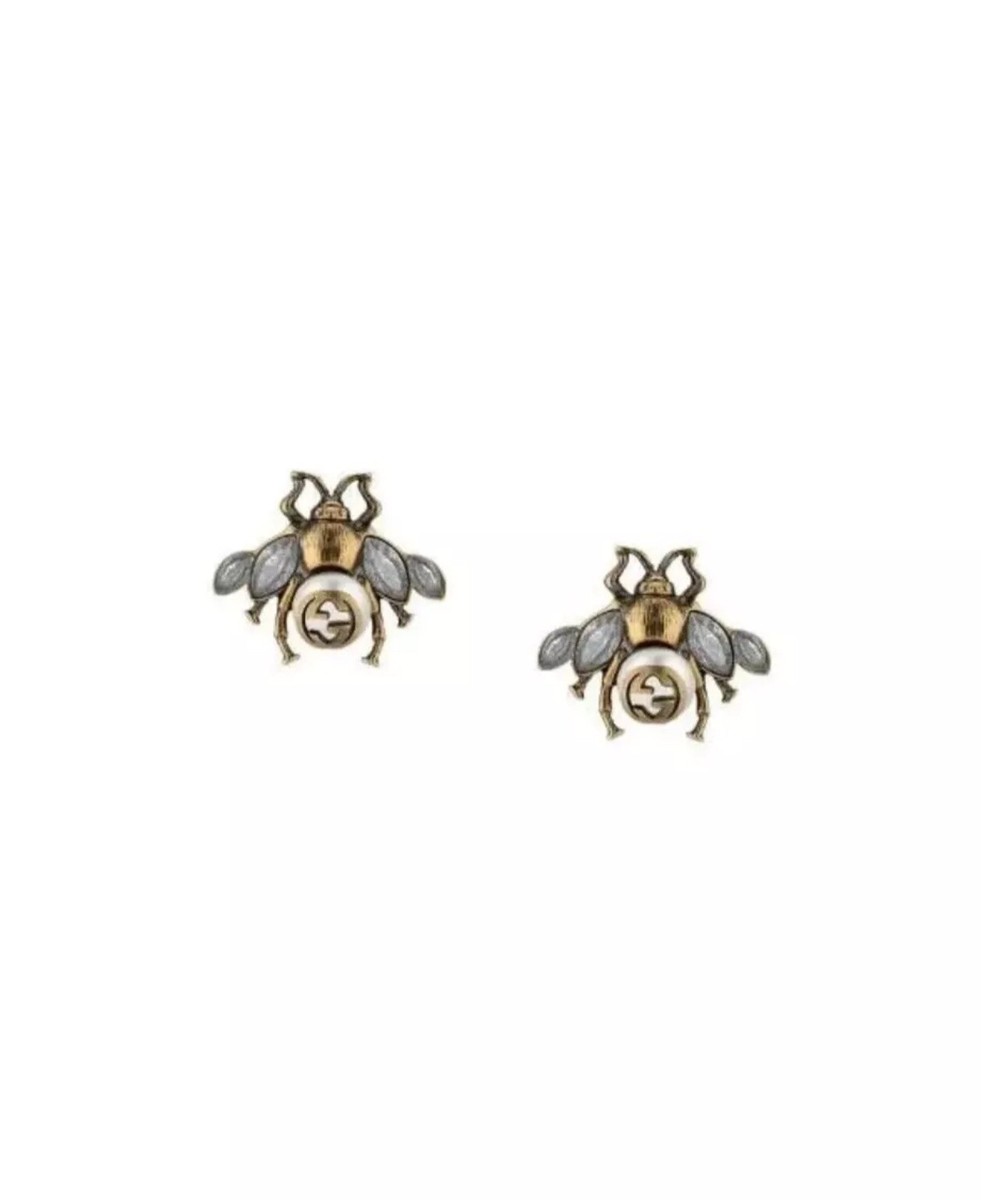 は*う様 GUCCI★Bee★ハチ★ピアス Authentic GUCCI Aged Gold Finish Bee Earrings with Crystals | eBay