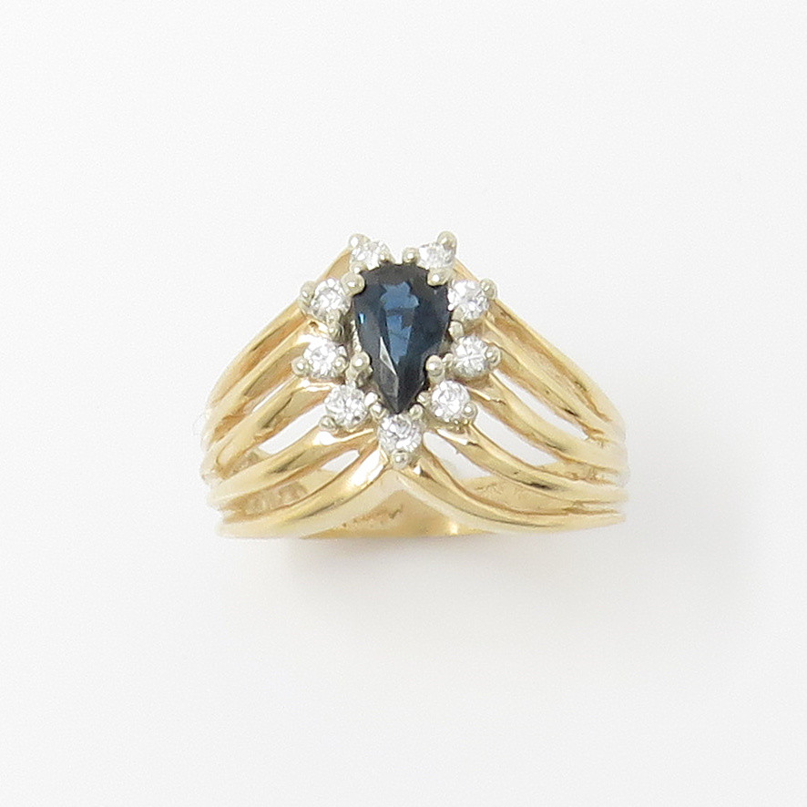 NYJEWEL 14k Yellow Gold 1ct Sapphire & Diamond Ri… - image 1