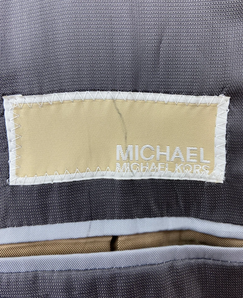 MICHAEL KORS Mens 44L Gray Stripe 100% Wool 2 Piece Suit With Dress Pants 34x31 - Image 2 of 4