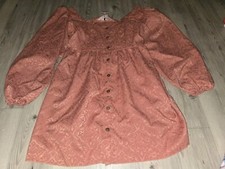 Size 16 Boohoo Button Down Balloon Sleeve Skater Dress, Rose