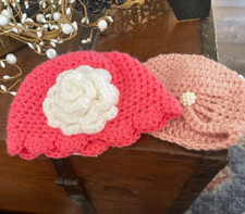 Darling brand new baby girl winter hats HANDMADE 0-3 months size