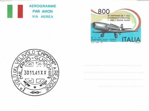 1991 REPUBBLICA ITALIANA AEROGRAMMA CAMPINI CAPRONI LIRE 800 NUOVO N A25 MF10214 - 第 1/1 張圖片
