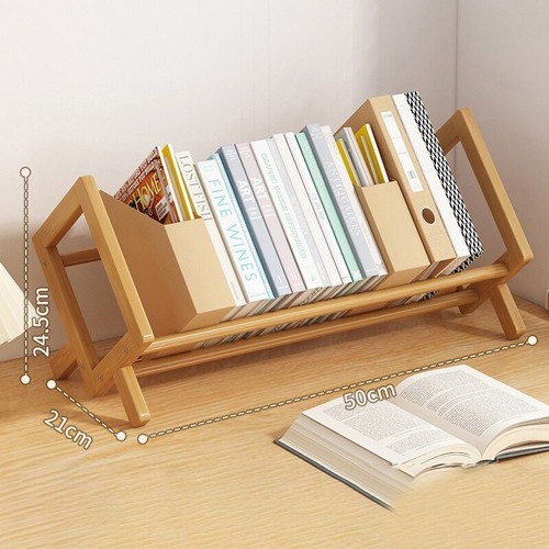 Desktop Bookshelf Home Office Bamboo Decor Shelf Bookcase Storage Shelf Stand - Picture 14 of 17