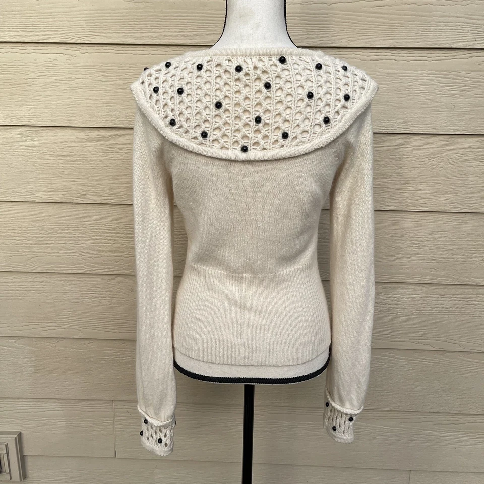 SUÉTER CÁRDIGAN CON CUENTAS SLEEPING ON SNOW ANTHROPOLOGIE BLANCO ROTO XS Foto 4 de 4