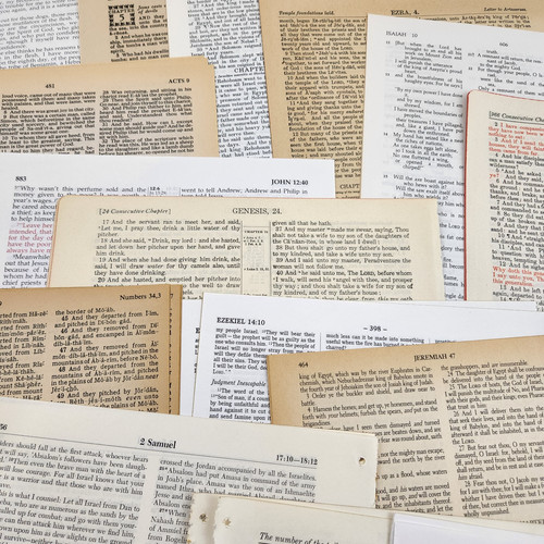 50 Vintage LARGE Holy Bible Pages Craft Paper Scrapbook Book Sheets Art Prayer