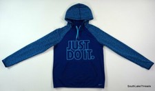 Women's Small Nike Therma Fit Just Do it Hoodie Sweatshirt Blue Teal Print