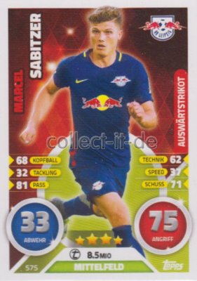 Match Attax Extra 16/17 2017 - 575 - Marcel Sabitzer - Auswärtstrikot