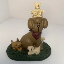 Blossom Bucket Suzi Dog With Puppies Figurine 4” Collectible Decor Country Farm
