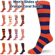 Spotlight Hosiery shades of ORANGE Men Groomsmen Dress Socks Coral, Peach, Apri