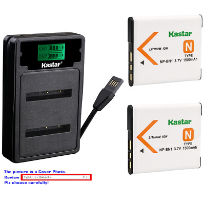 Kastar Battery LCD Dual Charger for Sony NP-BN1 BC-CSN Sony Cyber-shot DSC-TX10
