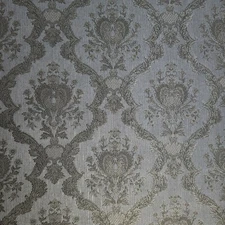 Embossed gray silver bronze brass metallic textured Victorian damask Wallpaper