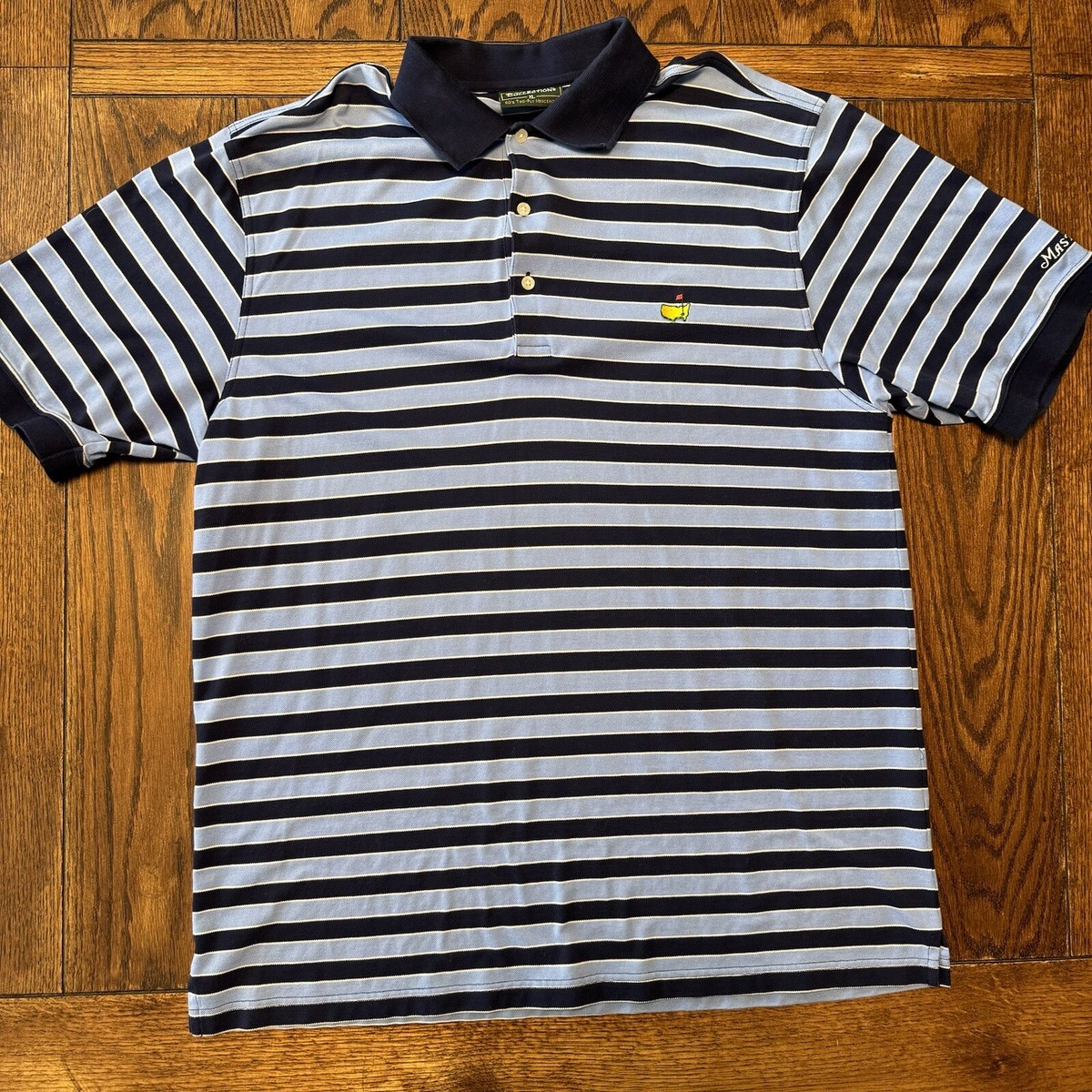 MASTERS ストライプ ポロシャツ Masters Golf Polo Shirt Mens Size XL Blue Striped Short Sleeve | eBay