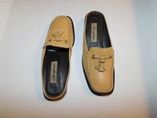 Brighton Womens Tan Leather Mule Clog Jamie Tassel Size 7.5M