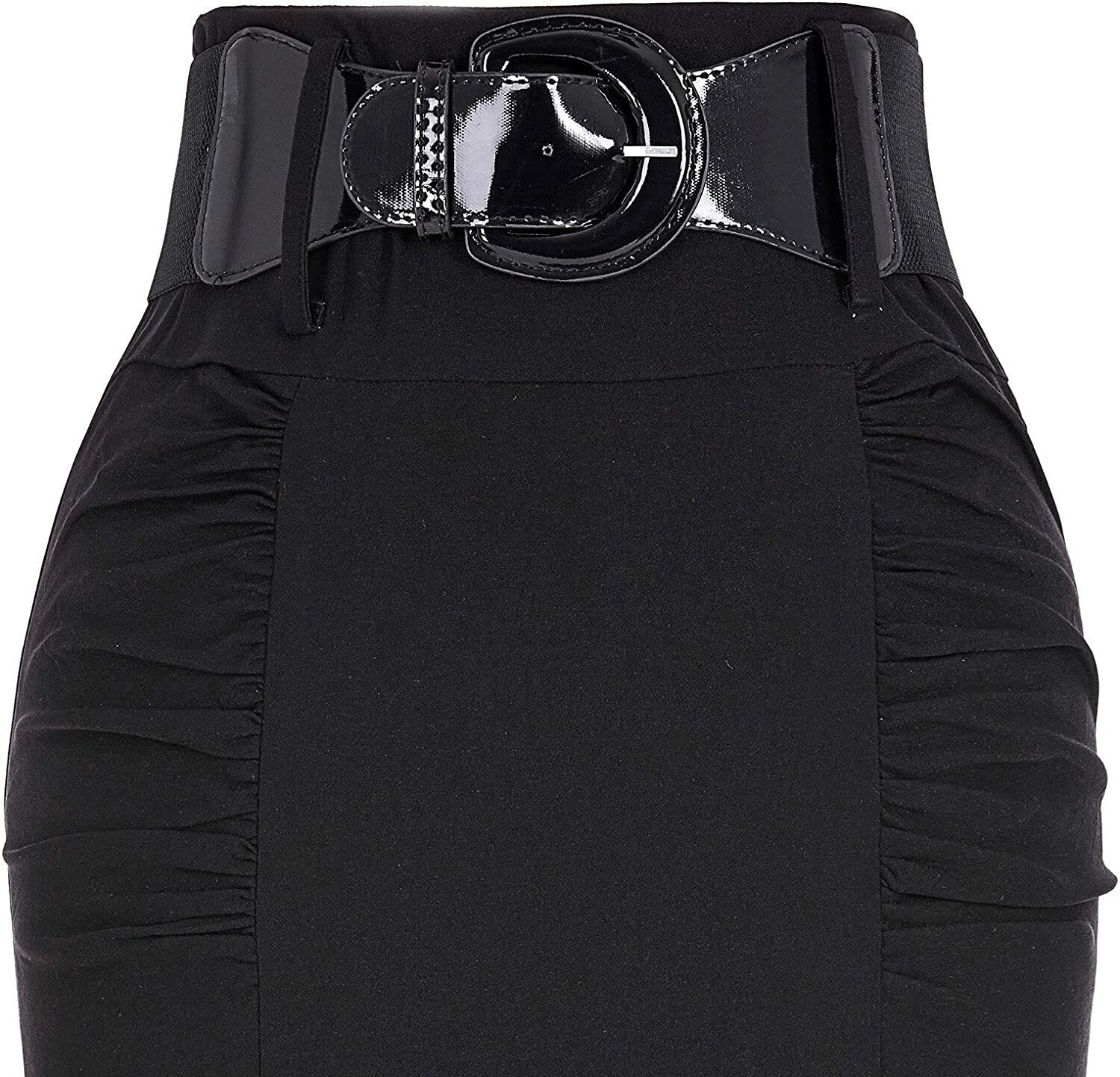 Women's Stretchy Pencil Skirt Side Pleated Business Skirts with Belt  KK271(28 Co | eBay