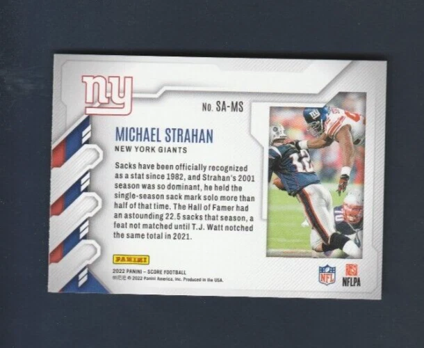 2022 Panini Score Football Sack Attack # SA-MS Michael Strahan - Image 2 of 2