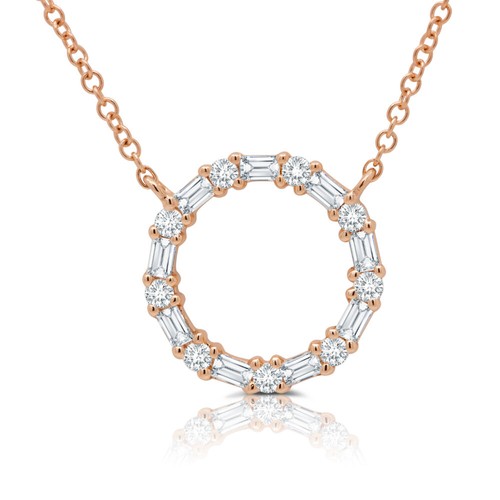 0.28 CT 14K Rose Gold Baguette Round 