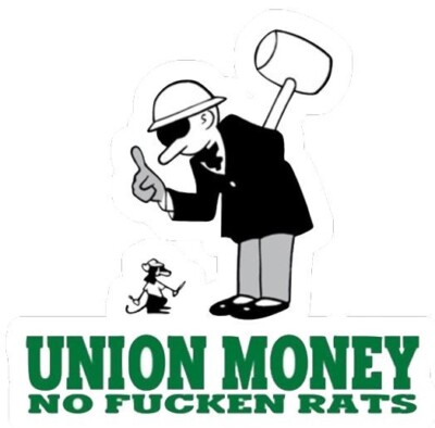 Union no fuck*n rats Funny Construction Hard Hat Sticker Vinyl Die Cut Sticker