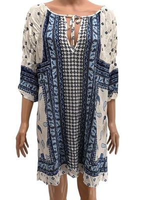 TOMMY BAHAMA- XL BLUE Paisley Print Cover Up Tunic Dress