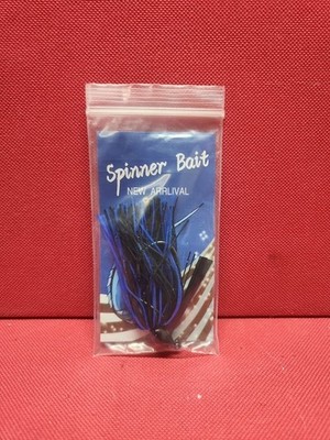 NEW Spinner Bait Custom 1/2 oz Weedless Jighead Lure Black /Blue Sparkle Skirt !