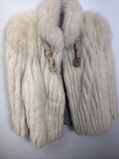 VTG Real Fur Coat Ivory Fox 100 Echt Pelz see Measurements
