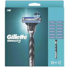 Gillette Mach3 Razor Blade Refills 12 Pack Genuine Replacement Cartridges New 1.57 per razor