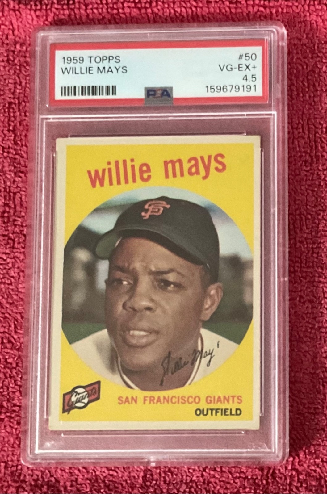 1959 Topps Willie Mays #50 PSA 4.5 VG-EX Condition Perfectly Centered view 1