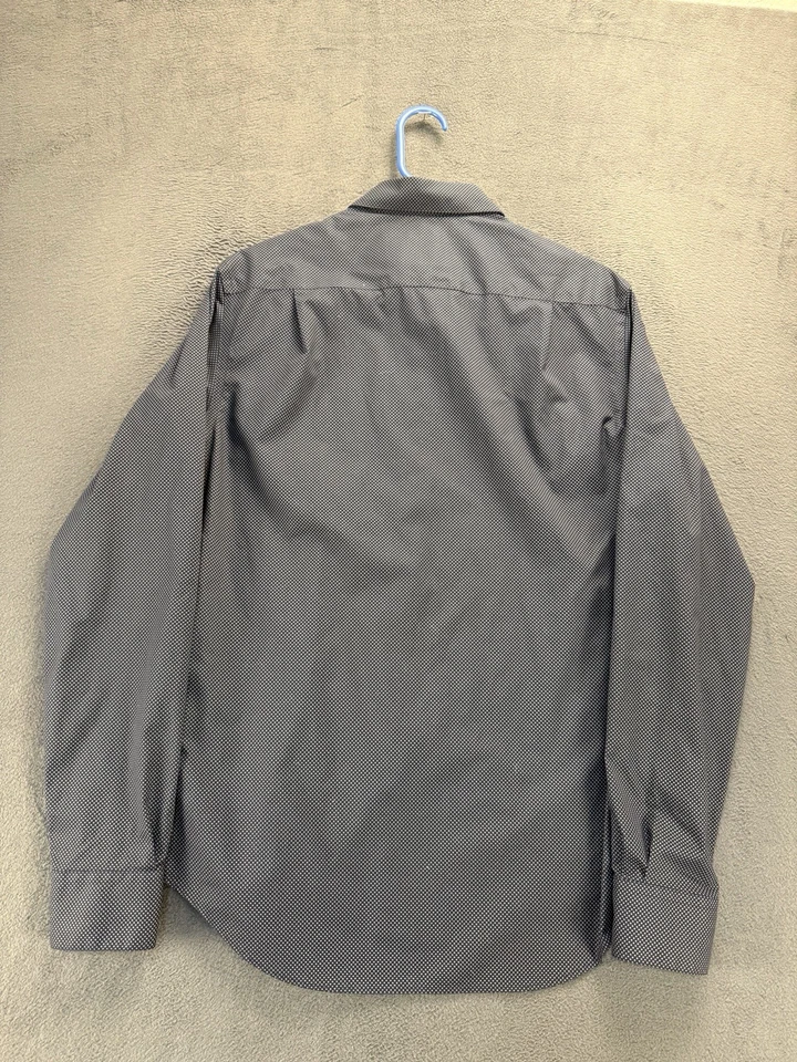 Camisa de Vestir Kenneth Cole Awearness Calce Ajustado 15.5 34/35 Patrón Negro Sin Plancha Foto 4 de 4