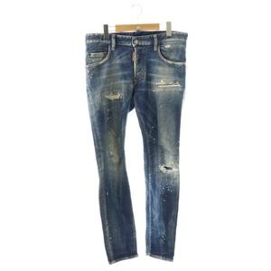 DSQUARED2 165/68A Indigo Blue Button Fly Paint Processing Distressed Processing image 8