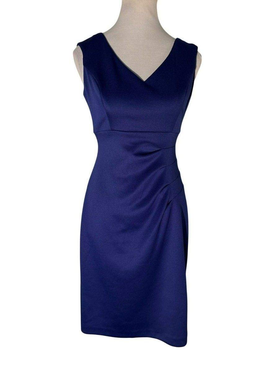 blue dress dressbarn Dressbarn Established 1962 Sleeveless Blue Sheath Dress With V-Neckline  Size 4