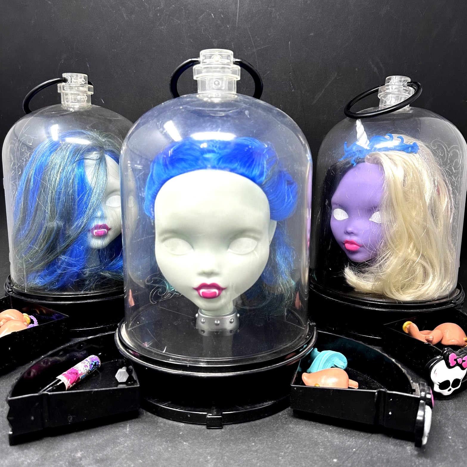 Monster High Gore-Geous Ghoul Anti-Styling Head Mattel 2014 w Acc Lot of 3