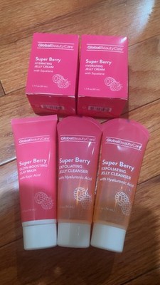 Global Beauty Care Super Berry 5 Pc Skin Care Set Cleanser Mask Cream 1.7oz NEW
