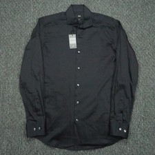 Hugo Boss Shirt Mens 15.5 Dark Blue Jason Slim Fit Stretch Long Sleeve Button Up