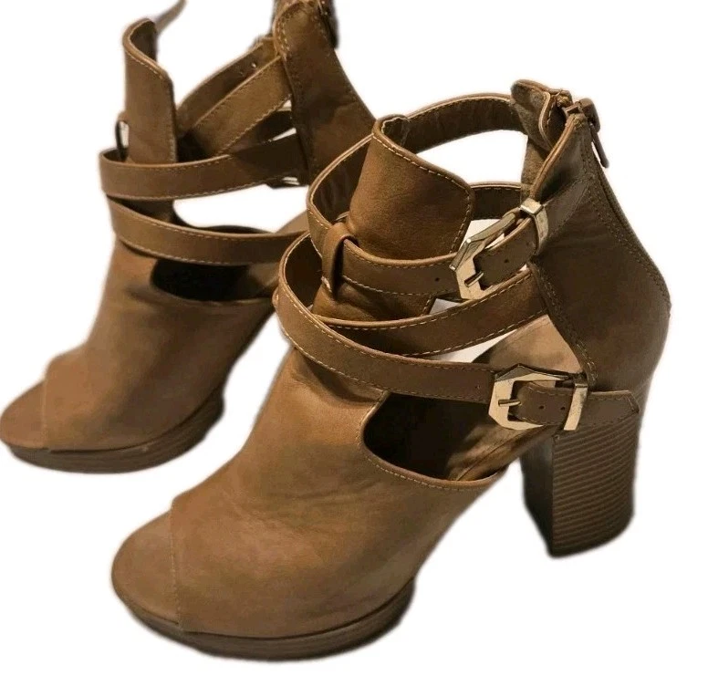 Charlotte Russ Open Toe Tan Ankle Booties Size 10 - Image 3 of 4