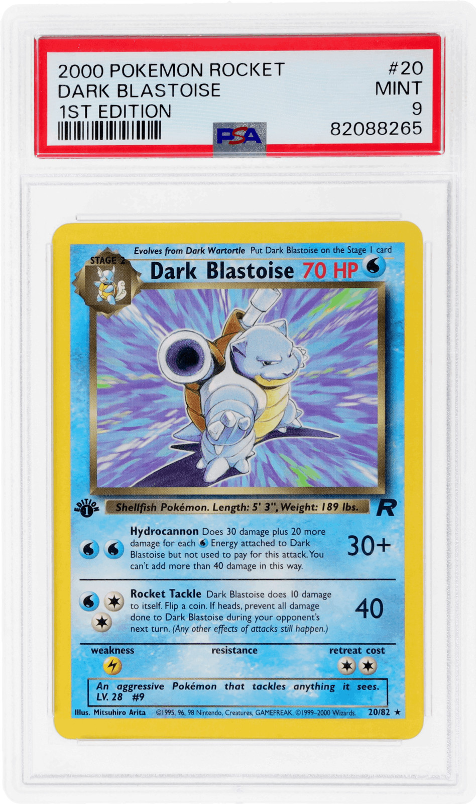 2000 Pokemon Team Rocket Dark Blastoise 1st Edition #20 PSA 9