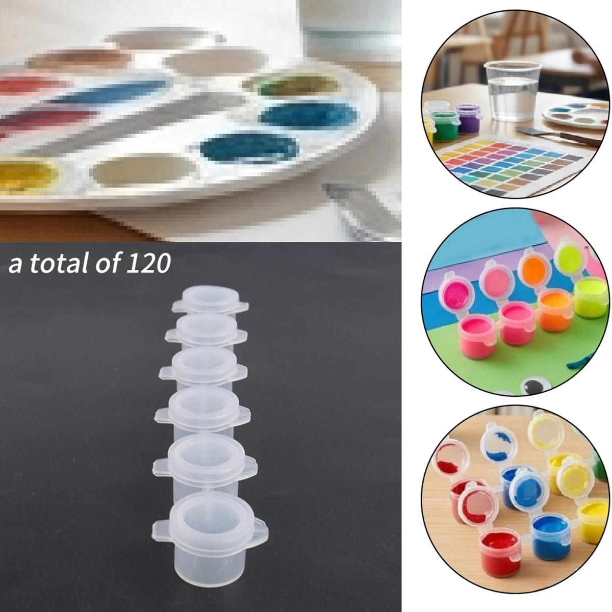 120pcs Paint Containers with Lids, 40 Strips Paint Containers Acrylic Paint3407