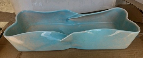 Vtg West Coast Pottery California  Turquoise  MCM Planter 11.5"Lx4.25"Wx2 "H