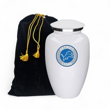 Detroit Lions Football Theme Cremation Urn for Adult Human Ashes w/Bag