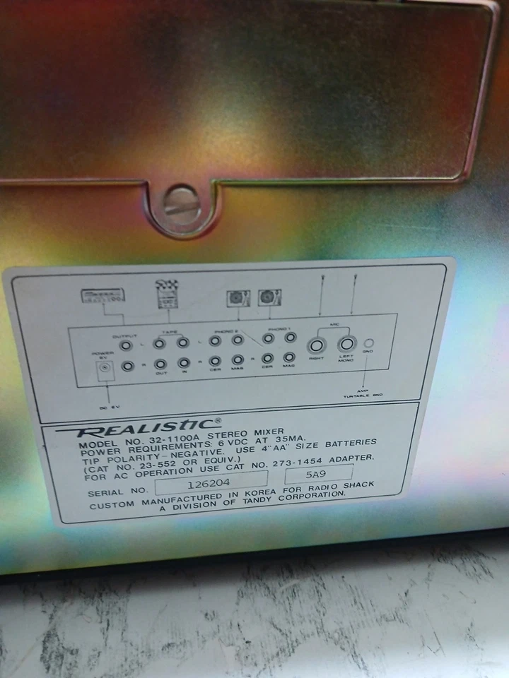 Vintage Realistic Radio Shack 32-1101A Portable  Stereo Mixer Analog    - Image 3 of 3