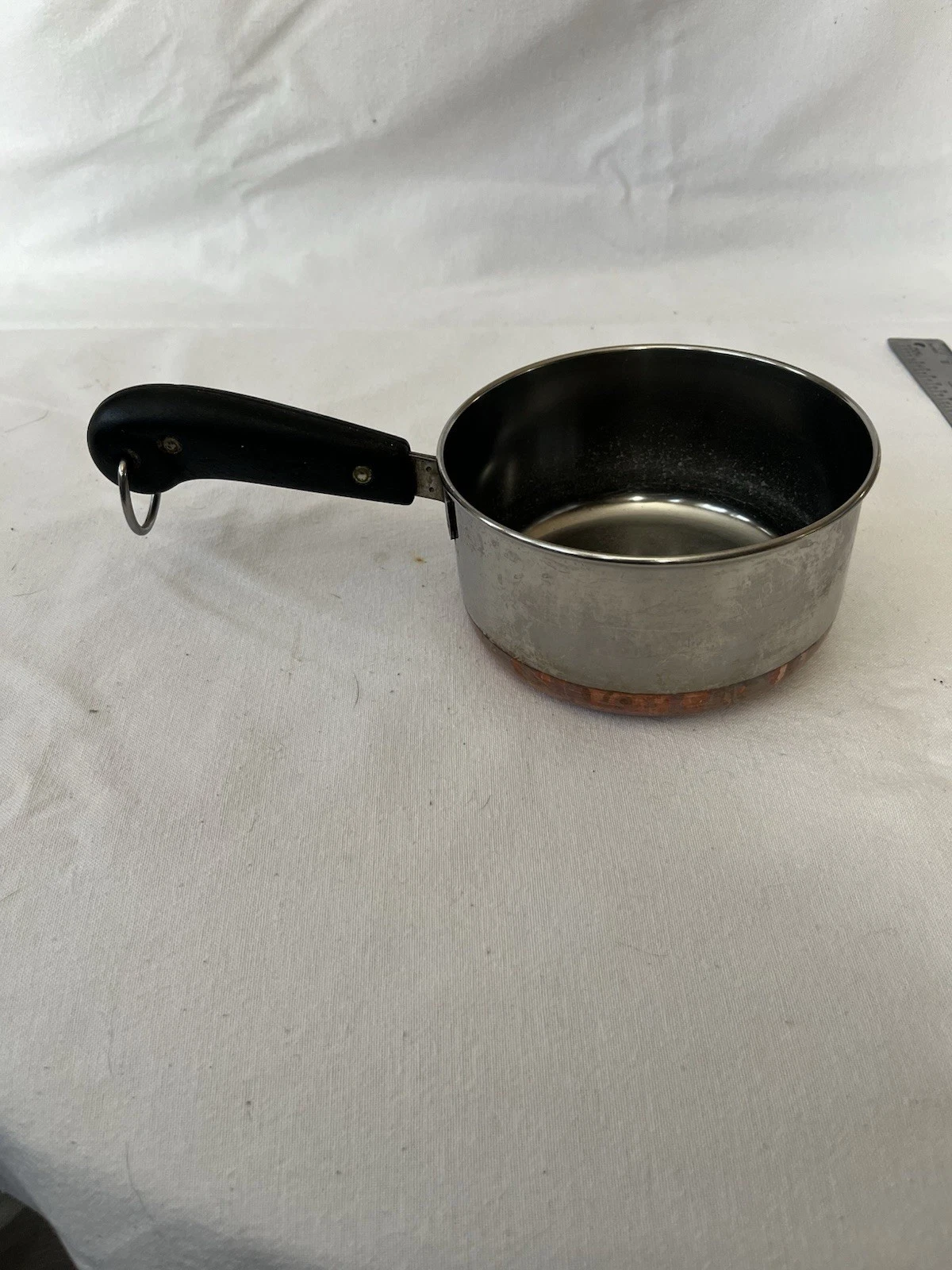 Revere Ware-1801-Double Lines-Vintage-1 Qt Sauce Pan Copper Bottom